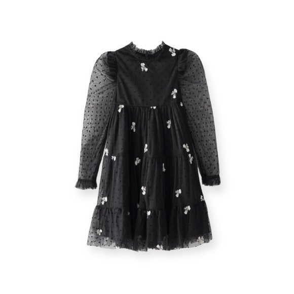 Zara Embroidered Black Tulle Dress Size8 - greenwatershopping.com